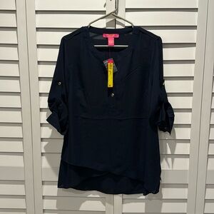 Catherine Malandrino NWT blouse with gold buttons and sleeves Straps.